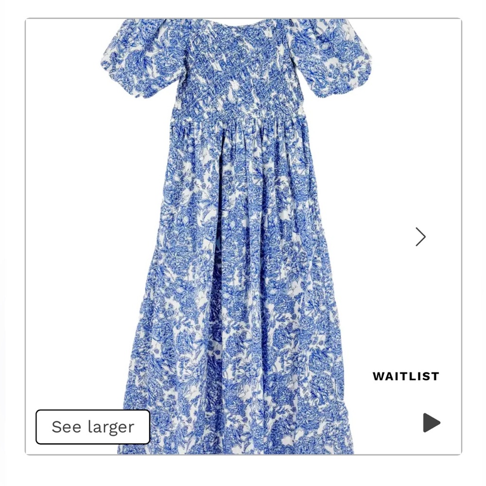 Simply Southern Blue and White Floral Smocked Dress XL - Picture 5 of 6